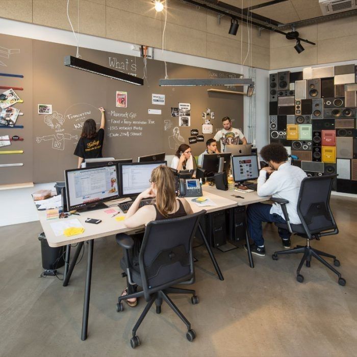 Team working together in a modern office